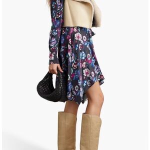 Isabel Marant Navy Floral Asymmetrical Handkerchief Skirt